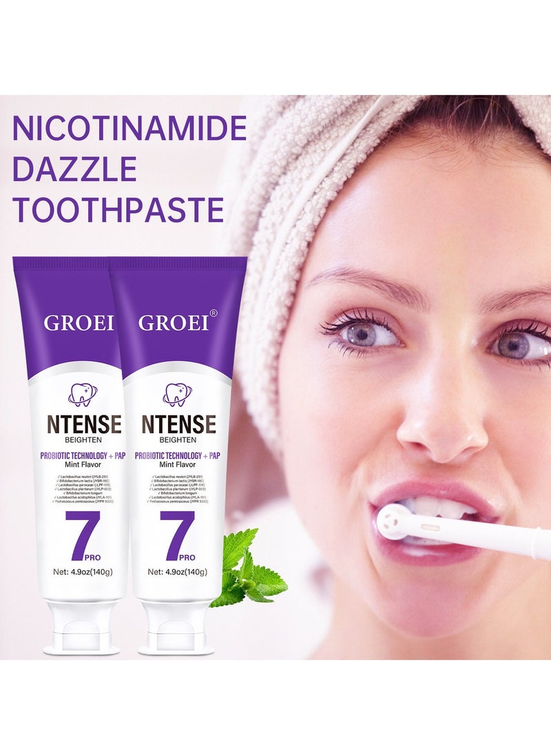 GROEI 2-PACKS 7pro Intense Toothpaste, 7pro Intense Whitening Toothpaste With 7 Probiotics For Teeth, Natural Deep Cleaning Care toothpaste, Deep Enamel Repair u0026 Long-Lasting Freshness (140g*2) - Image 3